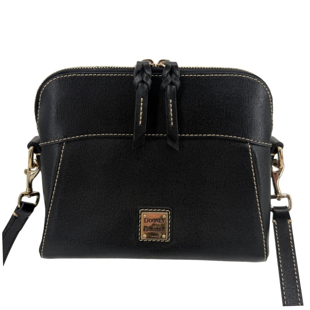 Dooney & Bourke Crossbody Bag Womens Small Black Saffiano Leather Dome Satchel
